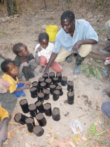 Ba Allan planting trees with some of the kids.