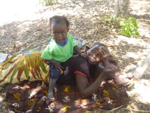 Ba Agatha, aka Ba Angata, aka Bana Brenda, aka Banakulu Ino, with her 2-year-old daughter, Gracious, aka Gile.