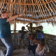 My brother Lee, teaching the Mfuba kids "the sprinkler" dance.