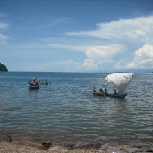Appropriate Technology at its finest: maize sacks = sailboat on Lake Tanganyika.