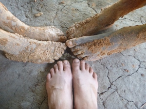 Muddy feet and muzungu feet. (The former are Stephen and Boyd's.)