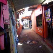 Narrow alley in Mongu's market.