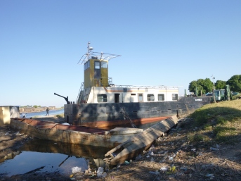Long-beached ship in the Mongu Harbor.