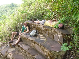 Lucas and Adam napping at the falls. I slept for quite a while myself. It was so cool and peaceful after so many days of biking and socializing ...