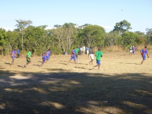 Almost everyone on the Mfuba football team plays barefoot.