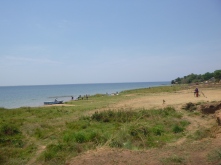 The beach behind Jim and Julie's house, which overlooks an arm of Lake Bangweulu.